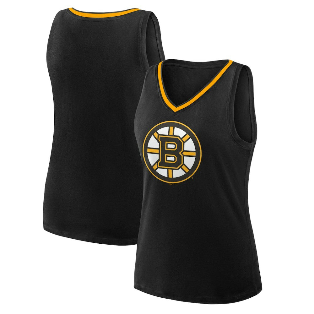 Boston Bruins Logo Athletic Women's Stellar Win V-Neck Tank Top - Black - NHL 202179785