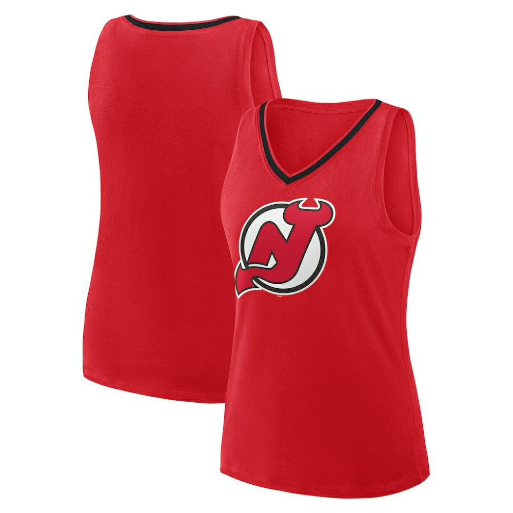 New Jersey Devils Logo Athletic Women's Stellar Win V-Neck Tank Top - Red - NHL 202179787
