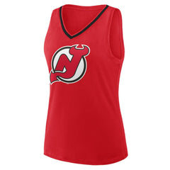 New Jersey Devils Logo Athletic Women's Stellar Win V-Neck Tank Top - Red - NHL 202179787