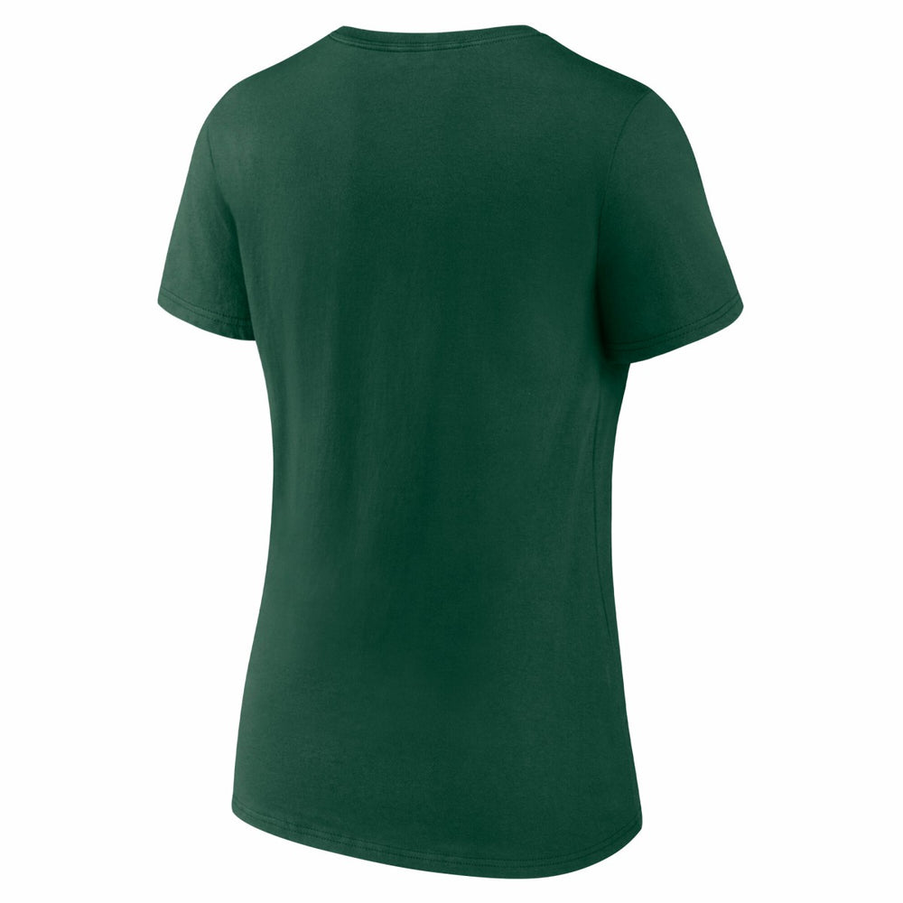 Milwaukee Bucks Logo Athletic Women's Unrivaled V-Neck T-Shirt Hunter Green