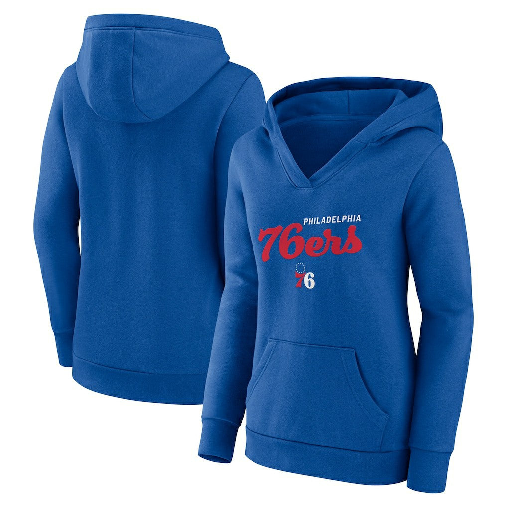 Philadelphia 76ers Logo Athletic Women's Triumphant V-Neck Pullover Hoodie Royal