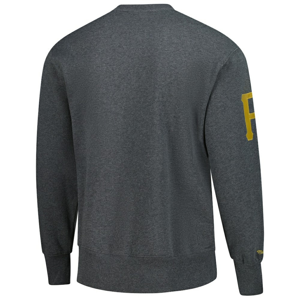 Roberto Clemente Pittsburgh Pirates Mitchell & Ness Legends Collection Vintage Logo Name & Number Fleece Pullover Sweatshirt - Heather Charcoal - Mitchell & Ness Online