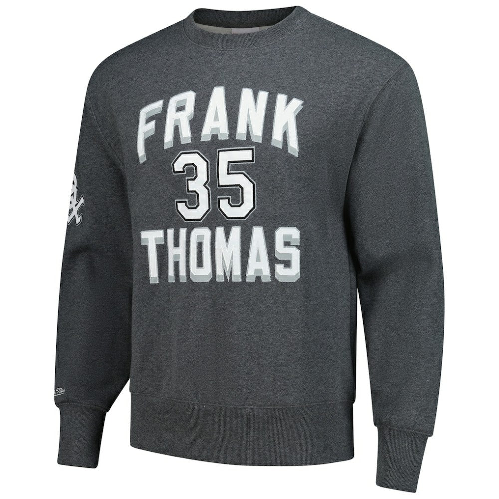 Frank Thomas Chicago White Sox Mitchell & Ness Legends Collection Vintage Logo Name & Number Fleece Pullover Sweatshirt - Heather Charcoal - Mitchell & Ness on Sale