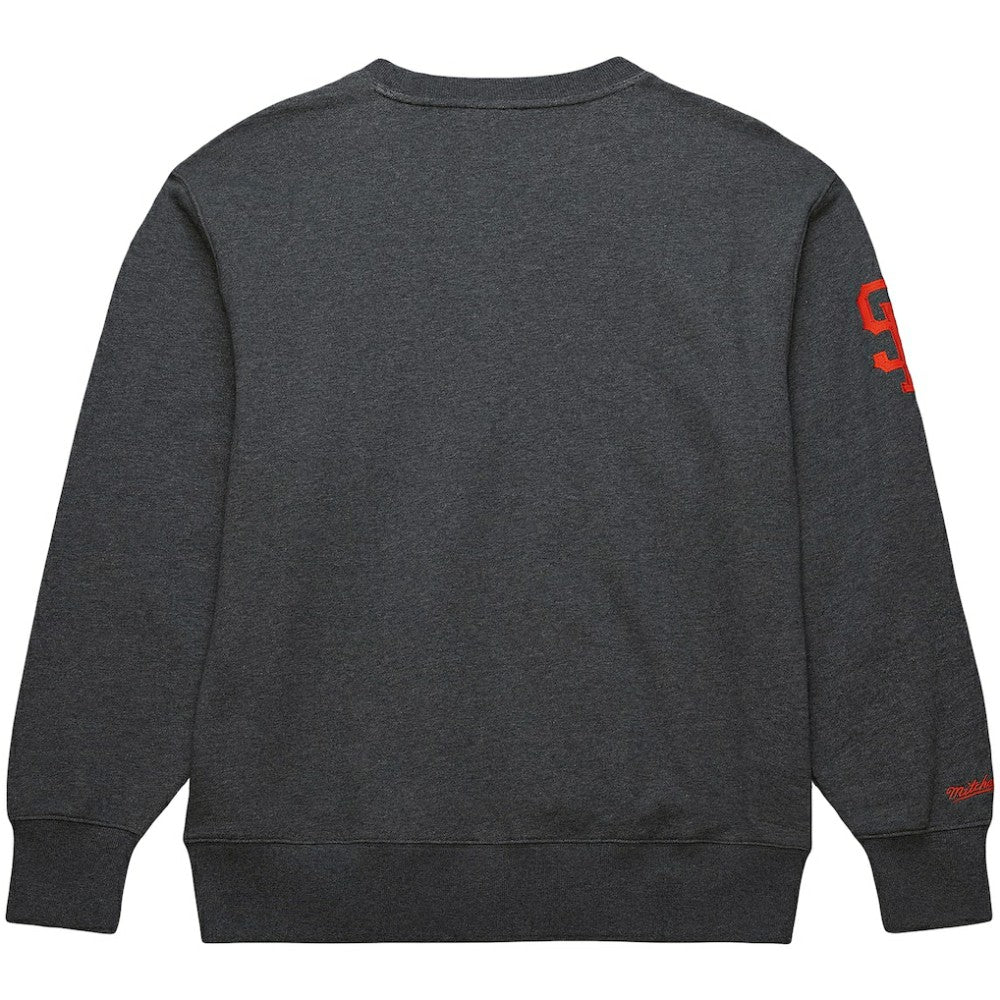 Willie Mays San Francisco Giants Mitchell & Ness Legends Collection Vintage Logo Name & Number Fleece Pullover Sweatshirt - Heather Charcoal - Mitchell & Ness on Sale