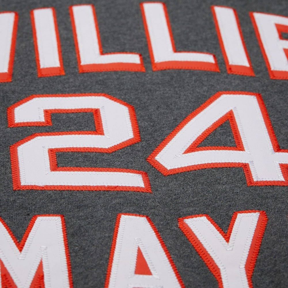 Willie Mays San Francisco Giants Mitchell & Ness Legends Collection Vintage Logo Name & Number Fleece Pullover Sweatshirt - Heather Charcoal - Mitchell & Ness on Sale