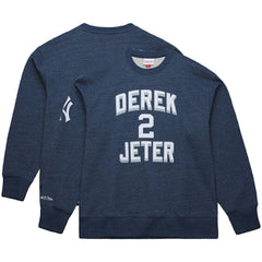 Derek Jeter New York Yankees Mitchell & Ness Legends Collection Vintage Logo Fleece Name & Number Pullover Sweatshirt - Heather Navy - Mitchell & Ness Lifestyle