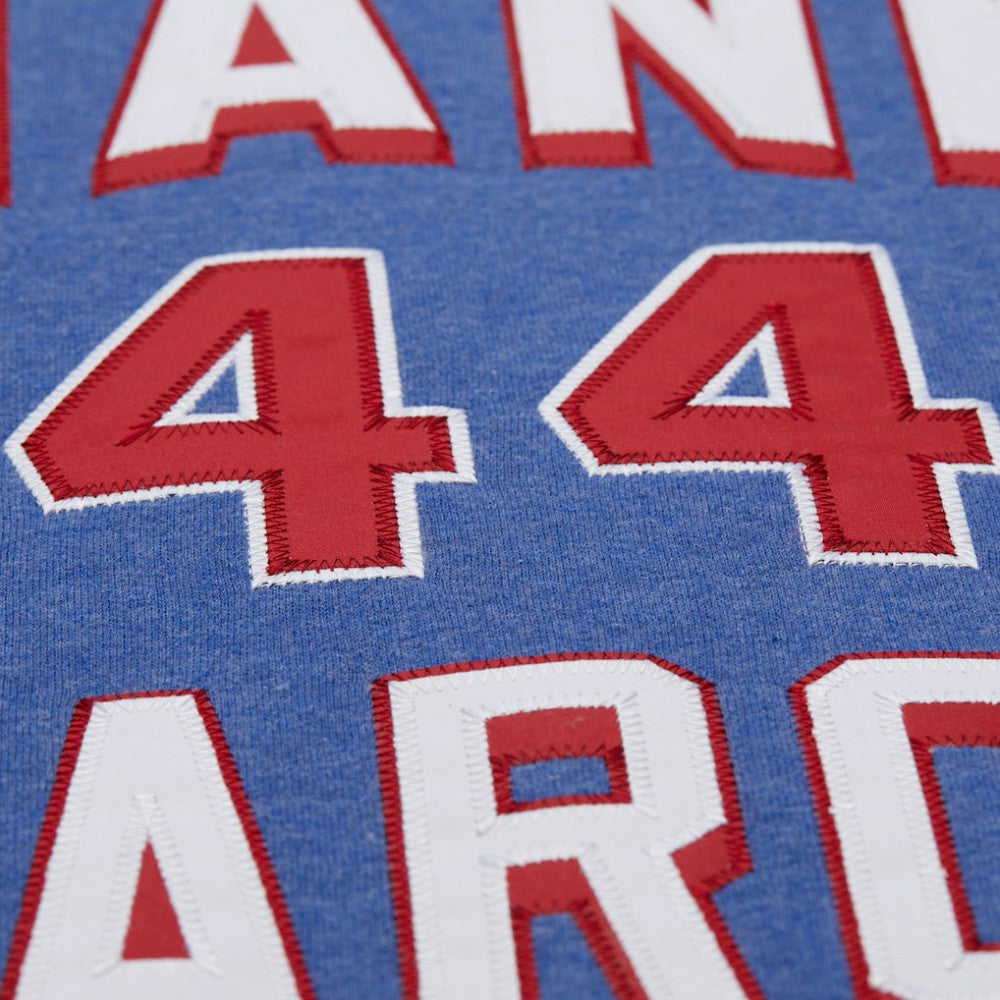 Hank Aaron Atlanta Braves Mitchell & Ness Legends Collection Vintage Logo Fleece Name & Number Pullover Sweatshirt - Royal - Mitchell & Ness Lifestyle