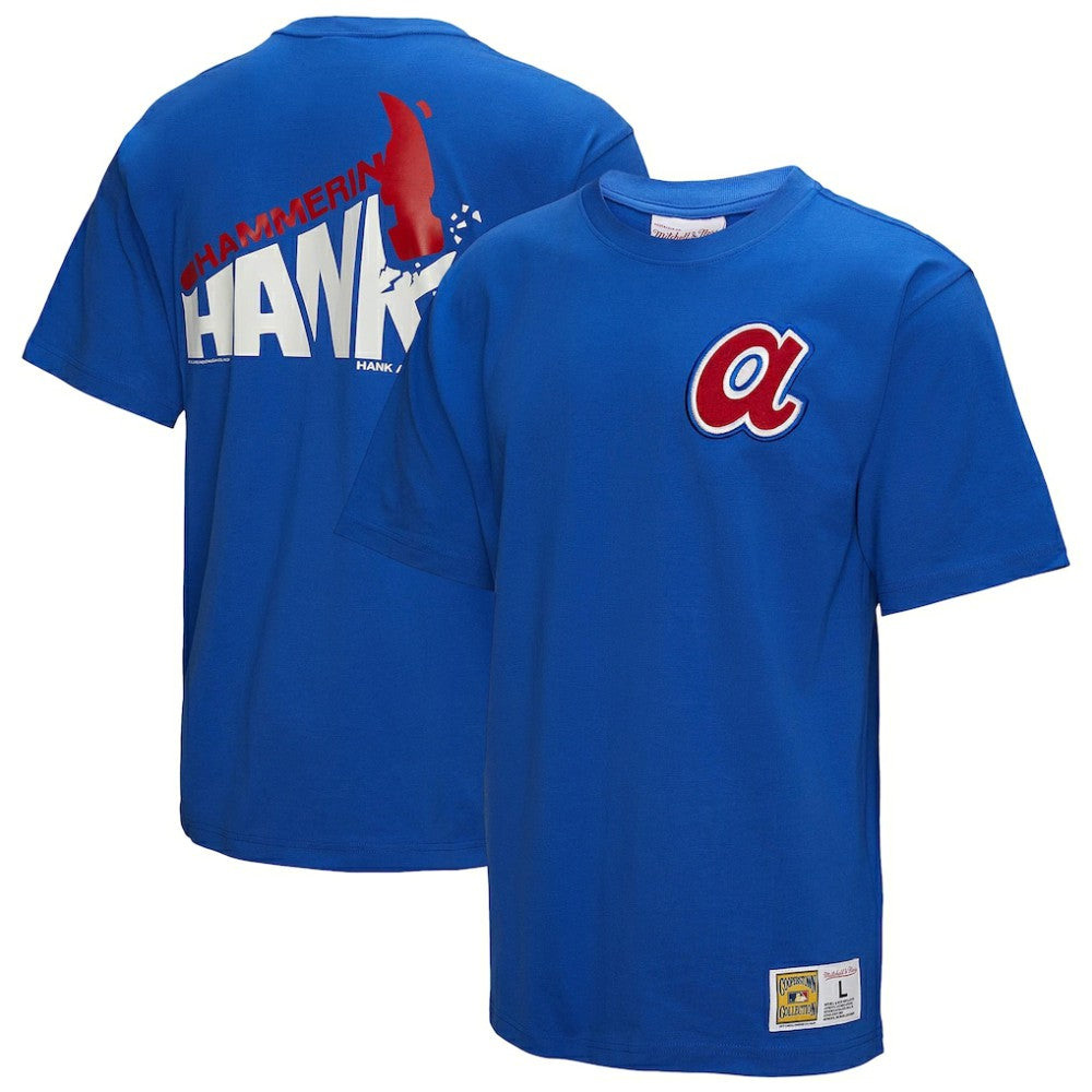 Hank Aaron Atlanta Braves Mitchell & Ness Legends Collection Vintage Logo T-Shirt - Royal - Mitchell & Ness Discount