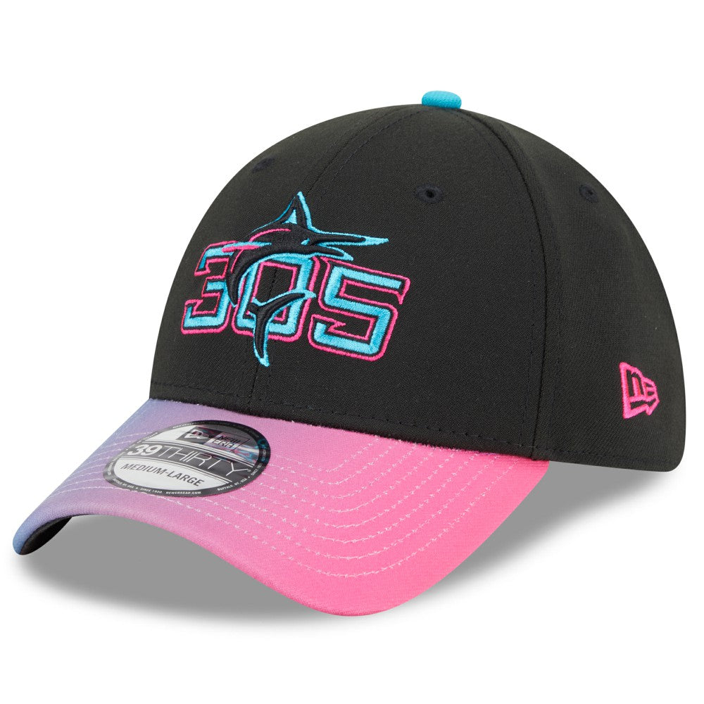 Miami Marlins New Era 2025 City Connect 39THIRTY Flex Hat - Black/Pink - New Era Lifestyle