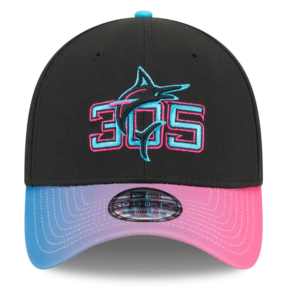 Miami Marlins New Era 2025 City Connect 39THIRTY Flex Hat - Black/Pink - New Era Lifestyle
