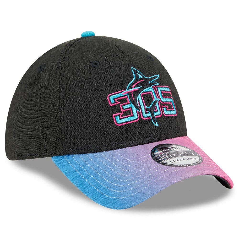 Miami Marlins New Era 2025 City Connect 39THIRTY Flex Hat - Black/Pink - New Era Lifestyle