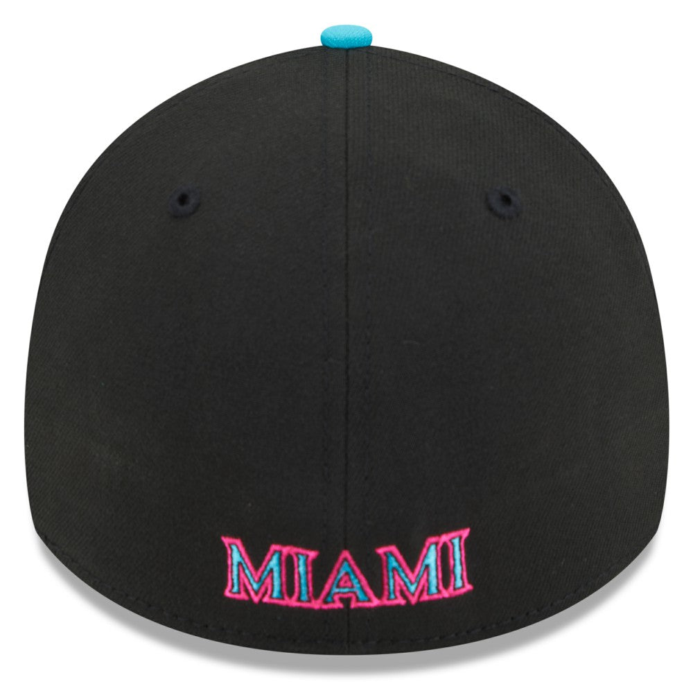 Miami Marlins New Era 2025 City Connect 39THIRTY Flex Hat - Black/Pink - New Era Lifestyle