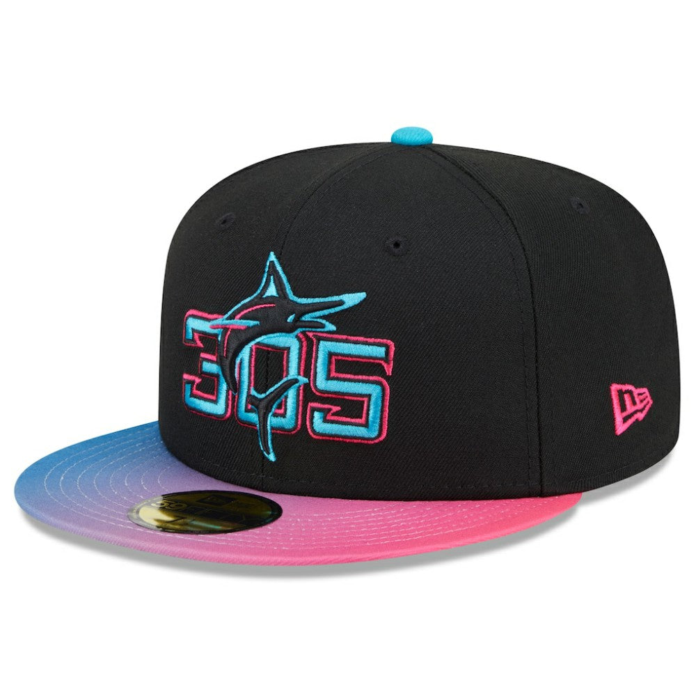 Miami Marlins New Era 2025 City Connect 59FIFTY Fitted Hat - Black/Pink - New Era Discount