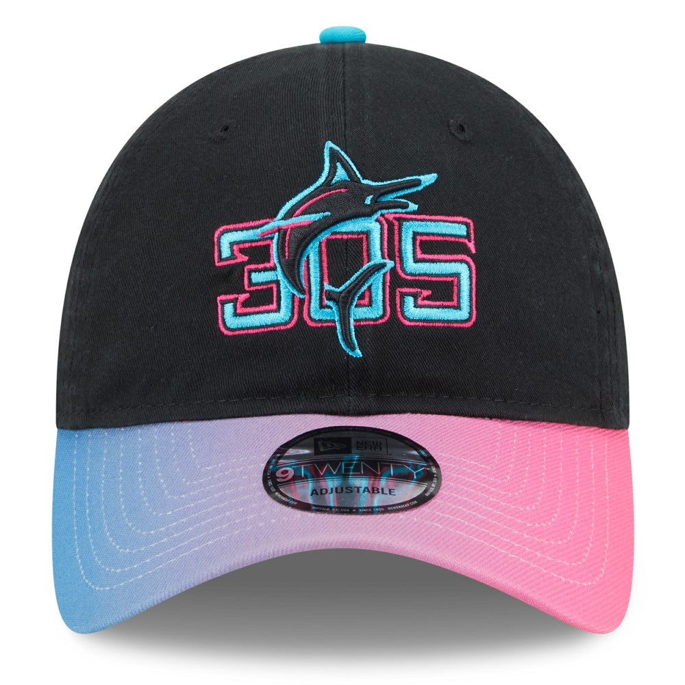 Miami Marlins New Era 2025 City Connect 9TWENTY Adjustable Hat - Black/Pink - New Era Online