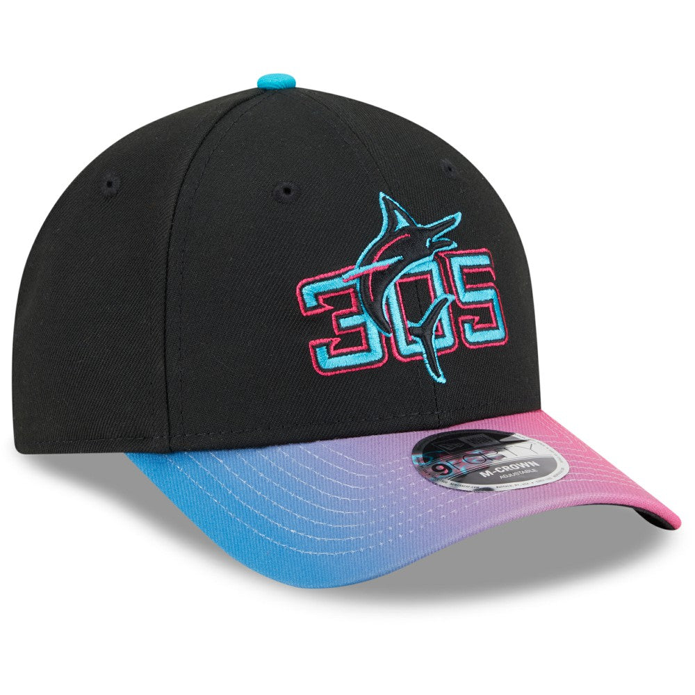Miami Marlins New Era 2025 City Connect 9FORTY M-Crown Adjustable Hat - Black/Pink - New Era Discount