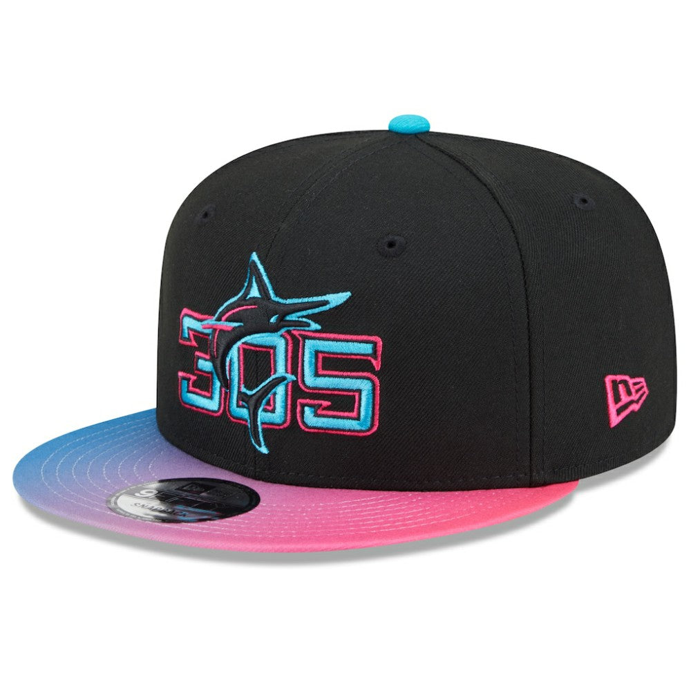 Miami Marlins New Era 2025 City Connect 9FIFTY Snapback Hat - Black/Pink - New Era Sale
