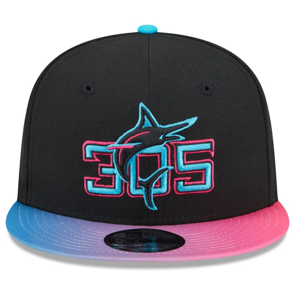 Miami Marlins New Era 2025 City Connect 9FIFTY Snapback Hat - Black/Pink - New Era Sale