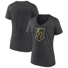 Vegas Golden Knights Women's Primary Logo V-Neck T-Shirt - Charcoal - NHL 202183361
