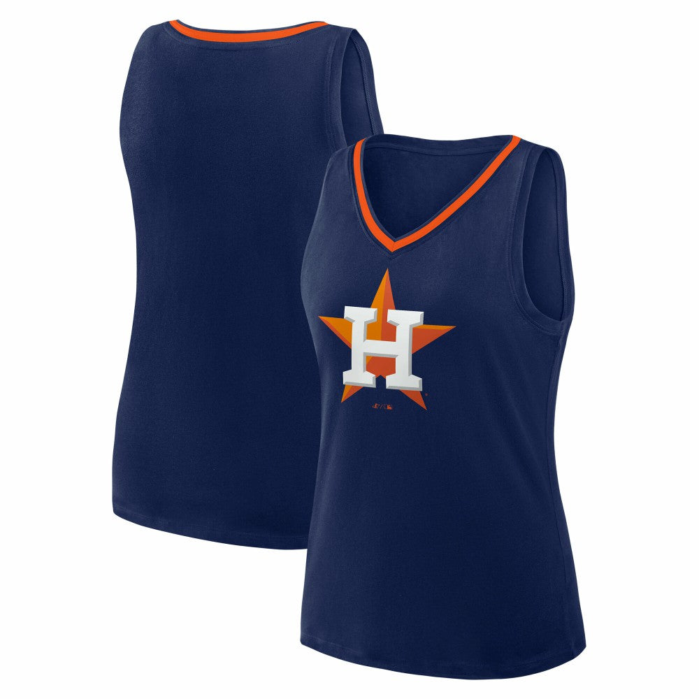 Houston Astros Logo Athletic Women's Stellar Win V-Neck Tank Top - Navy - MLB on Sale