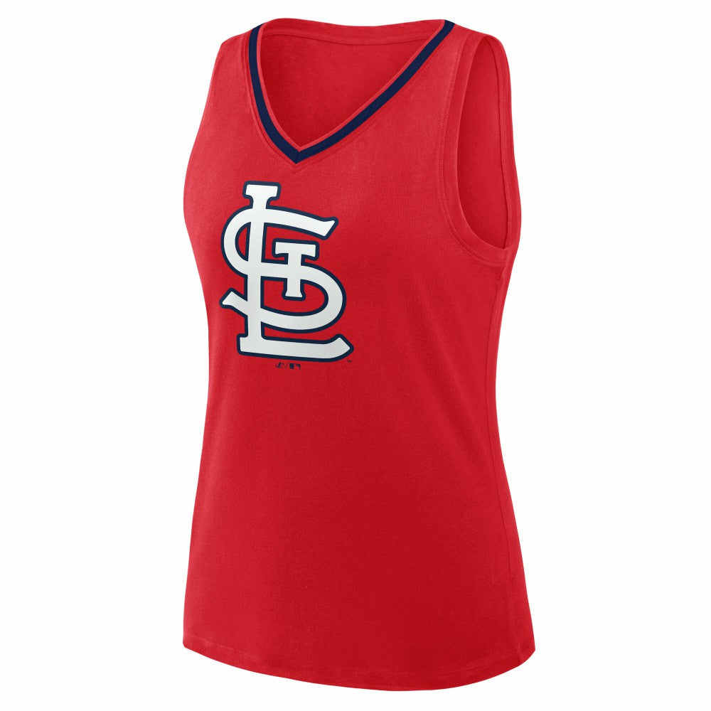 St. Louis Cardinals Logo Athletic Women's Stellar Win V-Neck Tank Top - Red - MLB Lifestyle