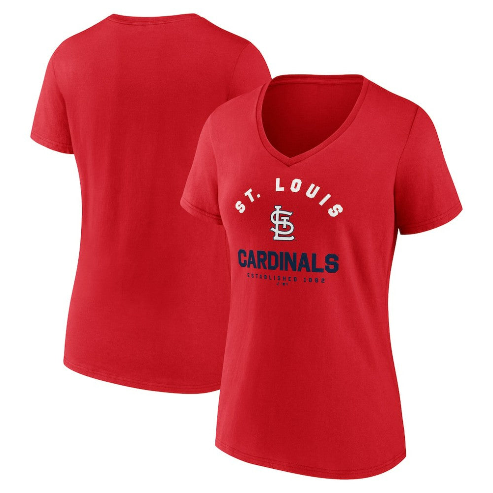 St. Louis Cardinals Logo Athletic Women's Unrivaled V-Neck T-Shirt - Red - MLB on Sale