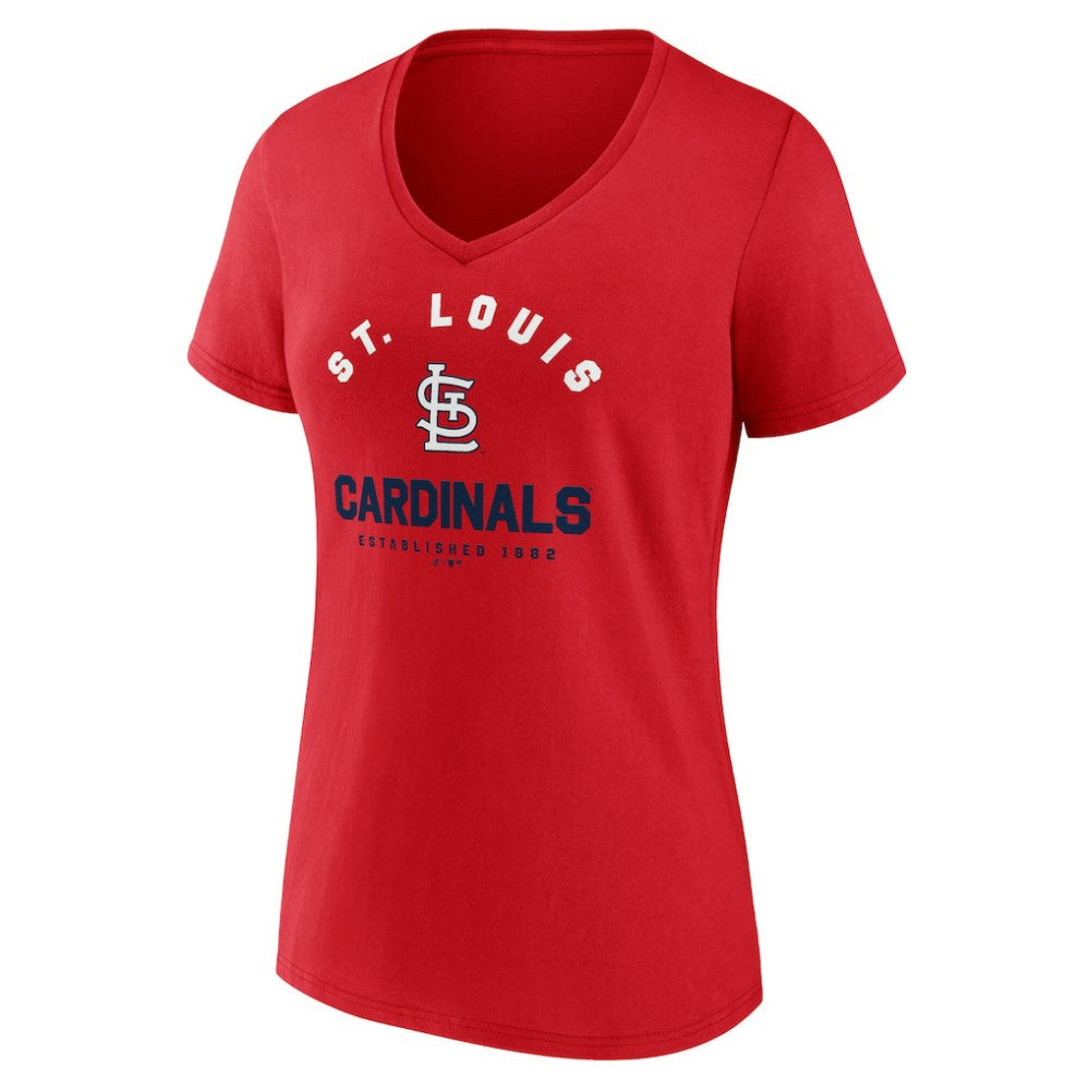 St. Louis Cardinals Logo Athletic Women's Unrivaled V-Neck T-Shirt - Red - MLB on Sale