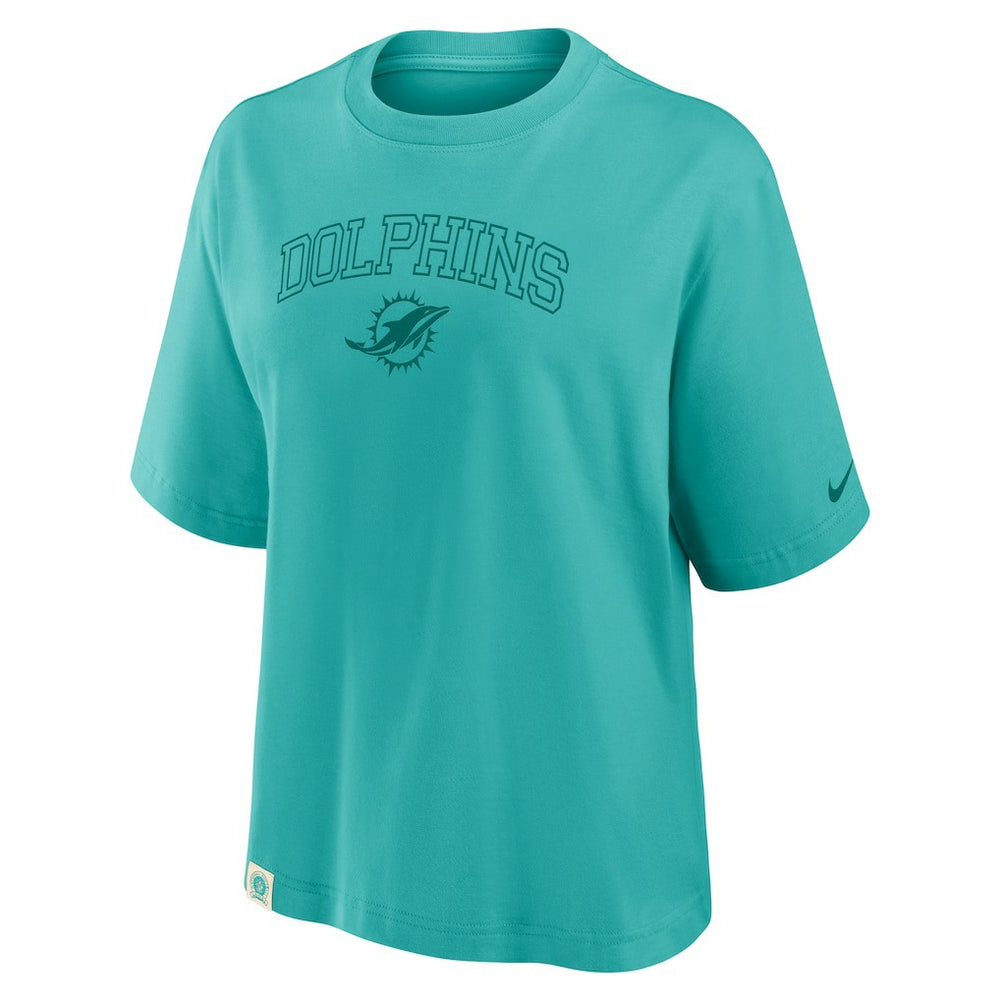 Nike Miami Dolphins Women's Glory Arch Boxy T-Shirt Aqua