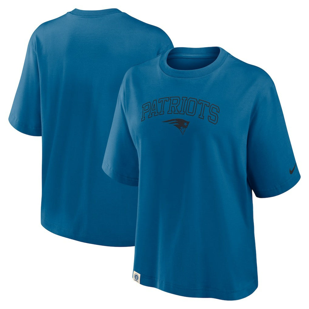 Nike New England Patriots Women's Glory Arch Boxy T-Shirt Blue