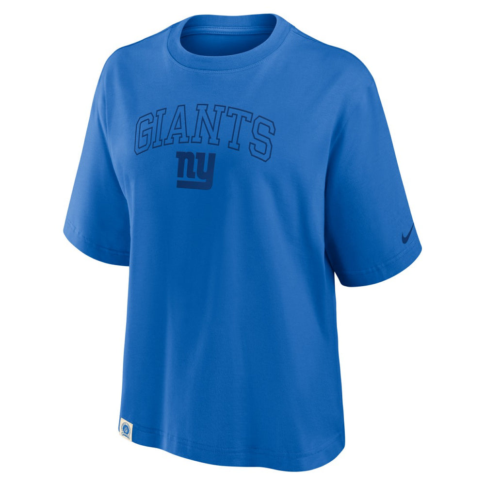 Nike New York Giants Women's Glory Arch Boxy T-Shirt Royal