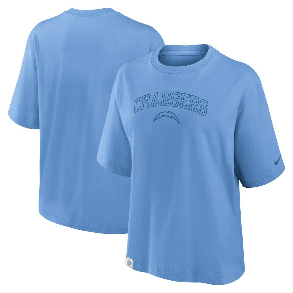 Nike Los Angeles Chargers Women's Glory Arch Boxy T-Shirt Powder Blue