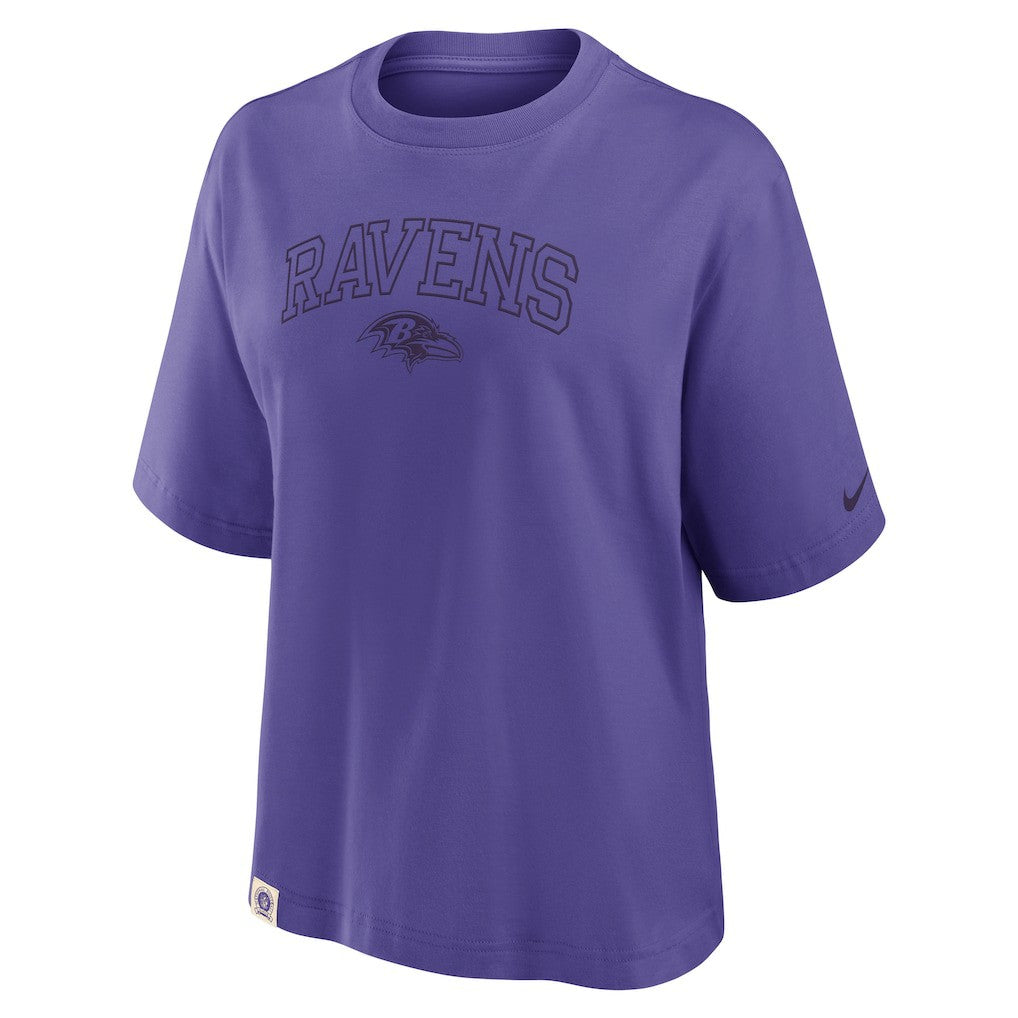 Nike Baltimore Ravens Women's Glory Arch Boxy T-Shirt Purple