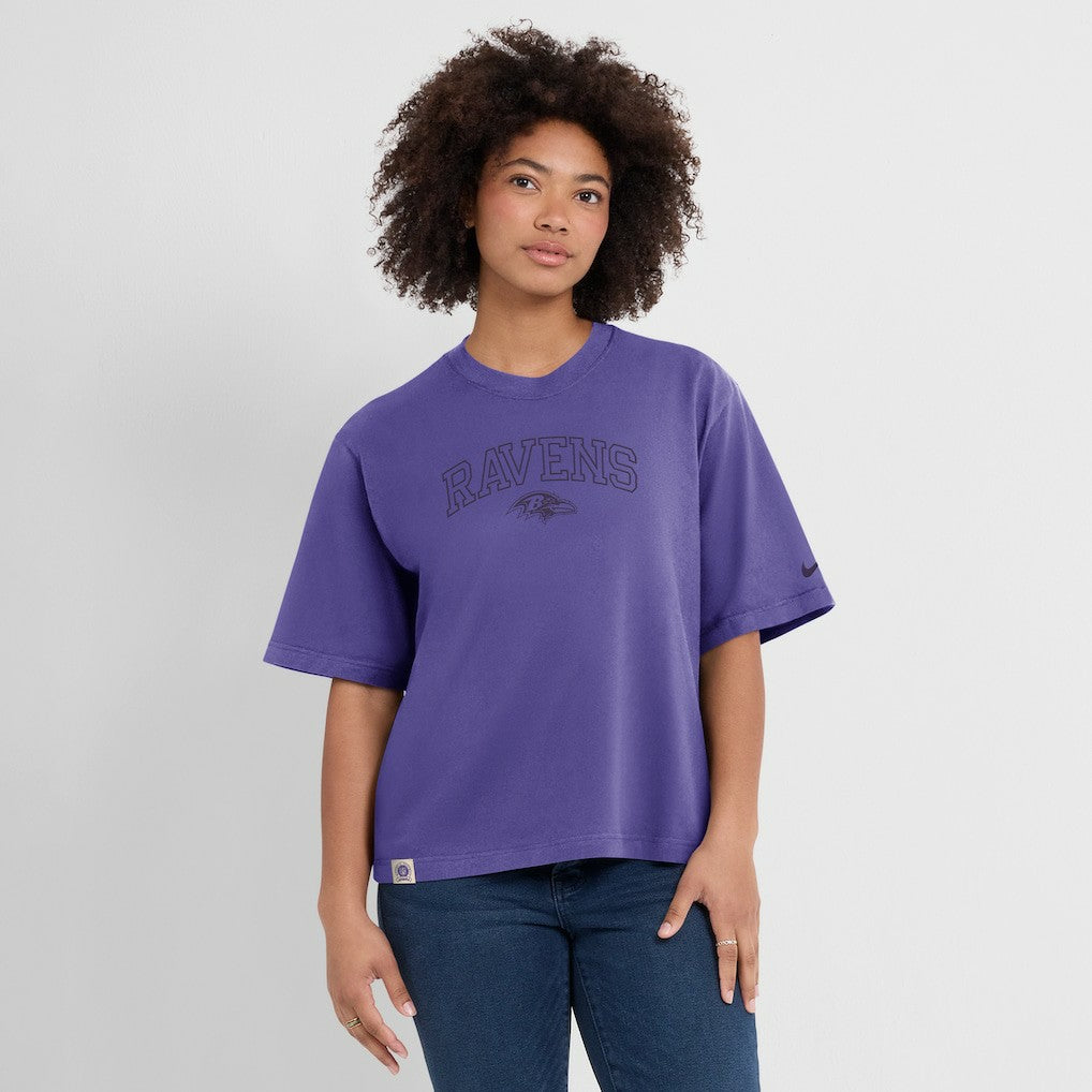 Nike Baltimore Ravens Women's Glory Arch Boxy T-Shirt Purple