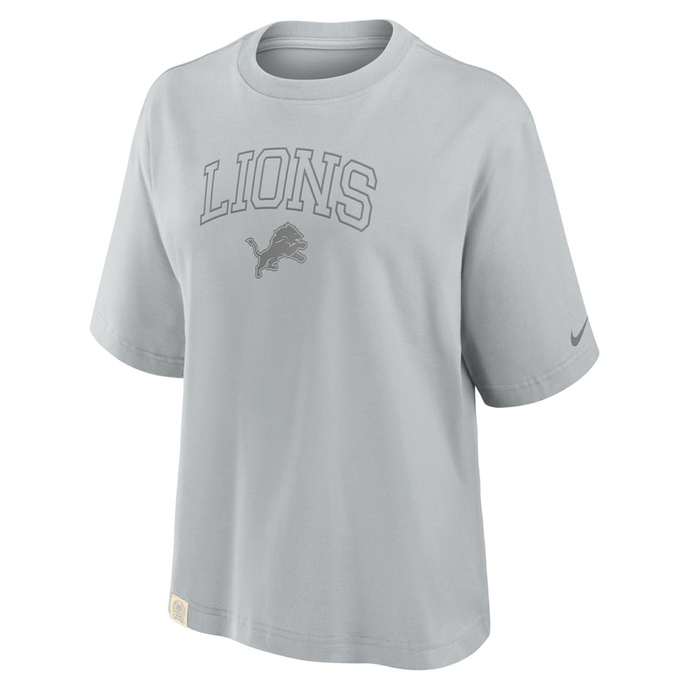 Nike Detroit Lions Women's Glory Arch Boxy T-Shirt Gray