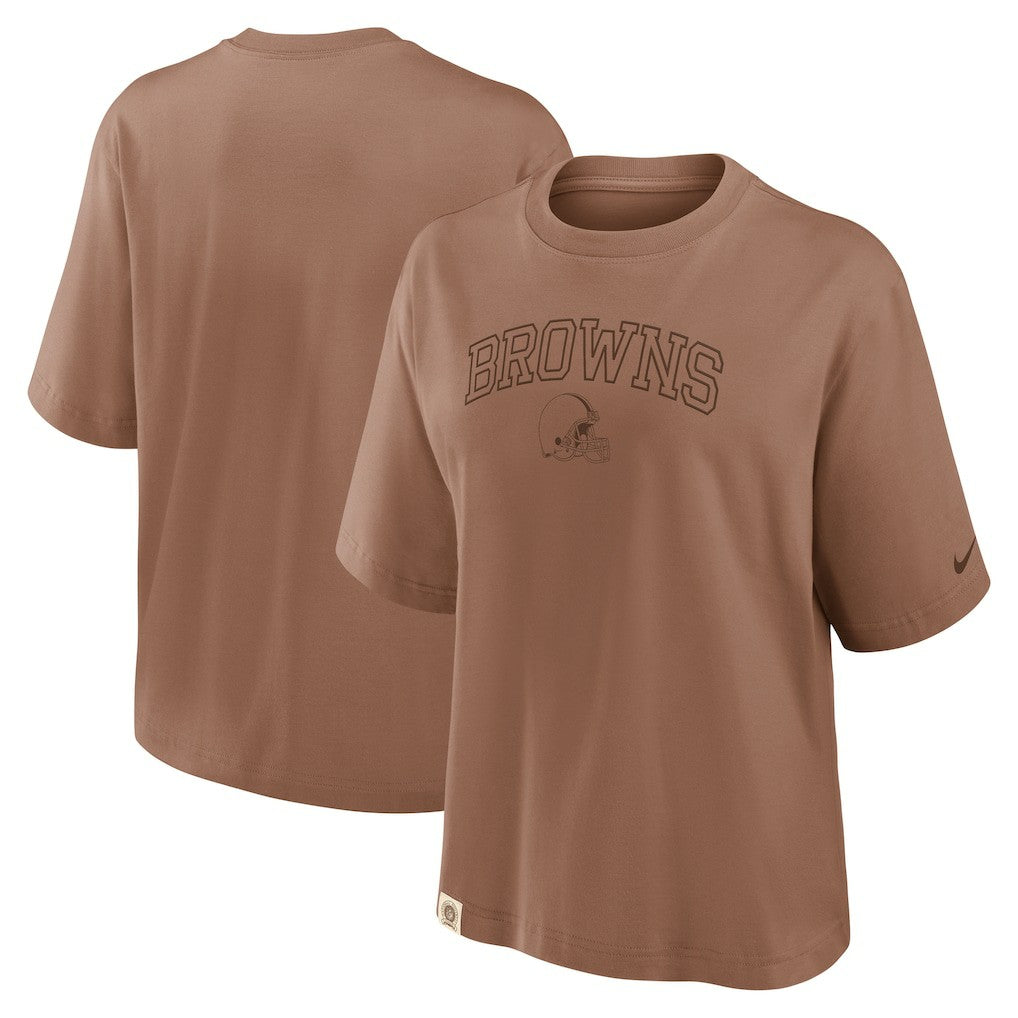 Nike Cleveland Browns Women's Glory Arch Boxy T-Shirt Brown