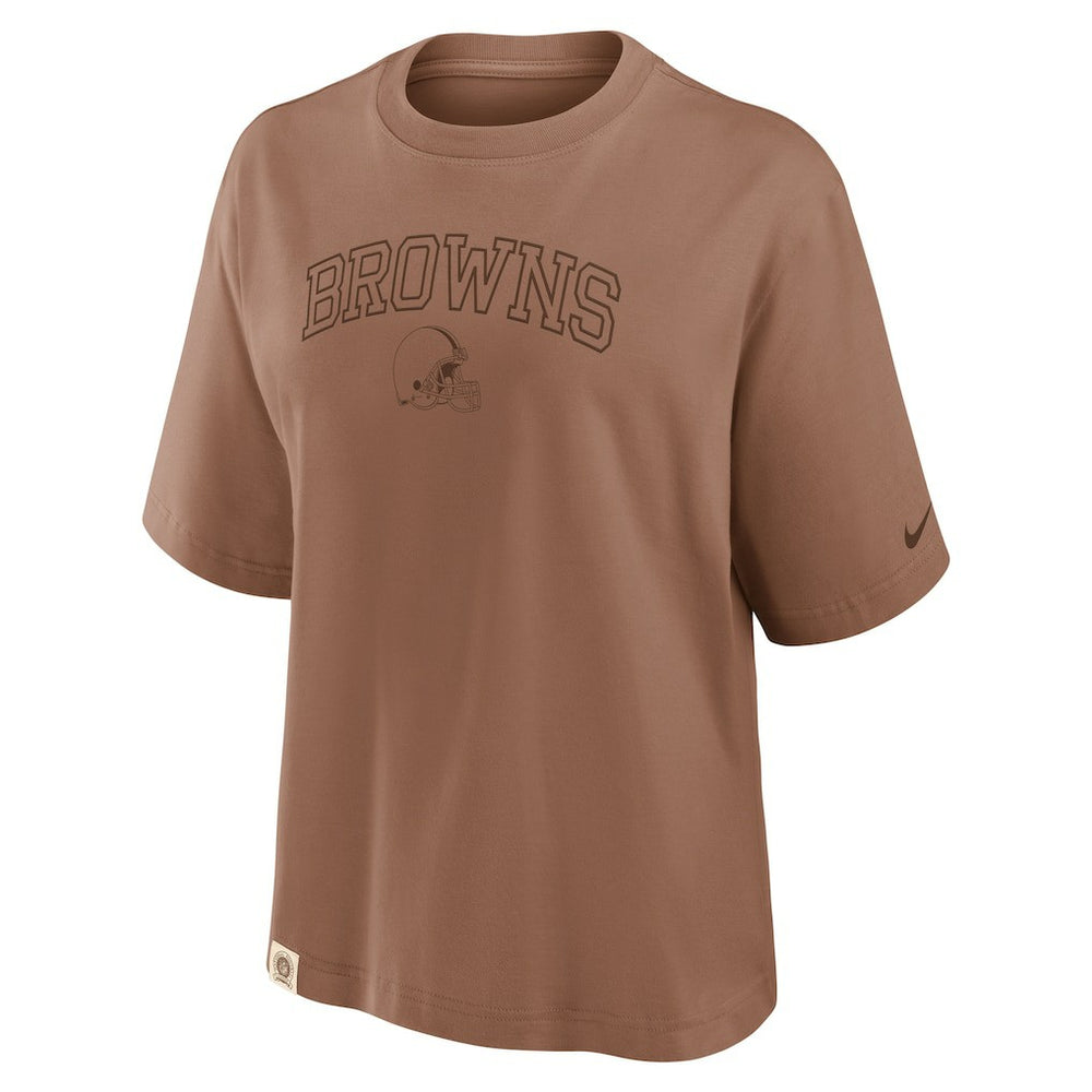 Nike Cleveland Browns Women's Glory Arch Boxy T-Shirt Brown
