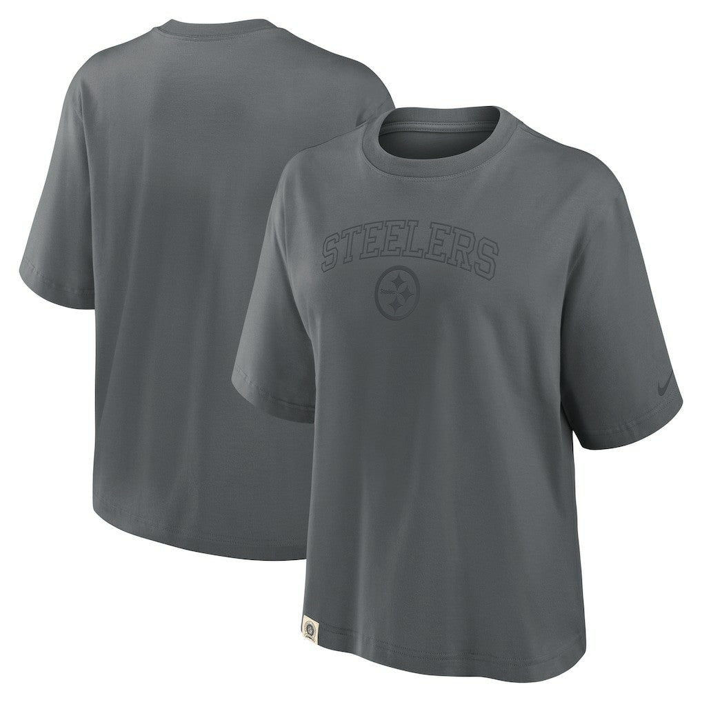 Nike Pittsburgh Steelers Women's Glory Arch Boxy T-Shirt Charcoal
