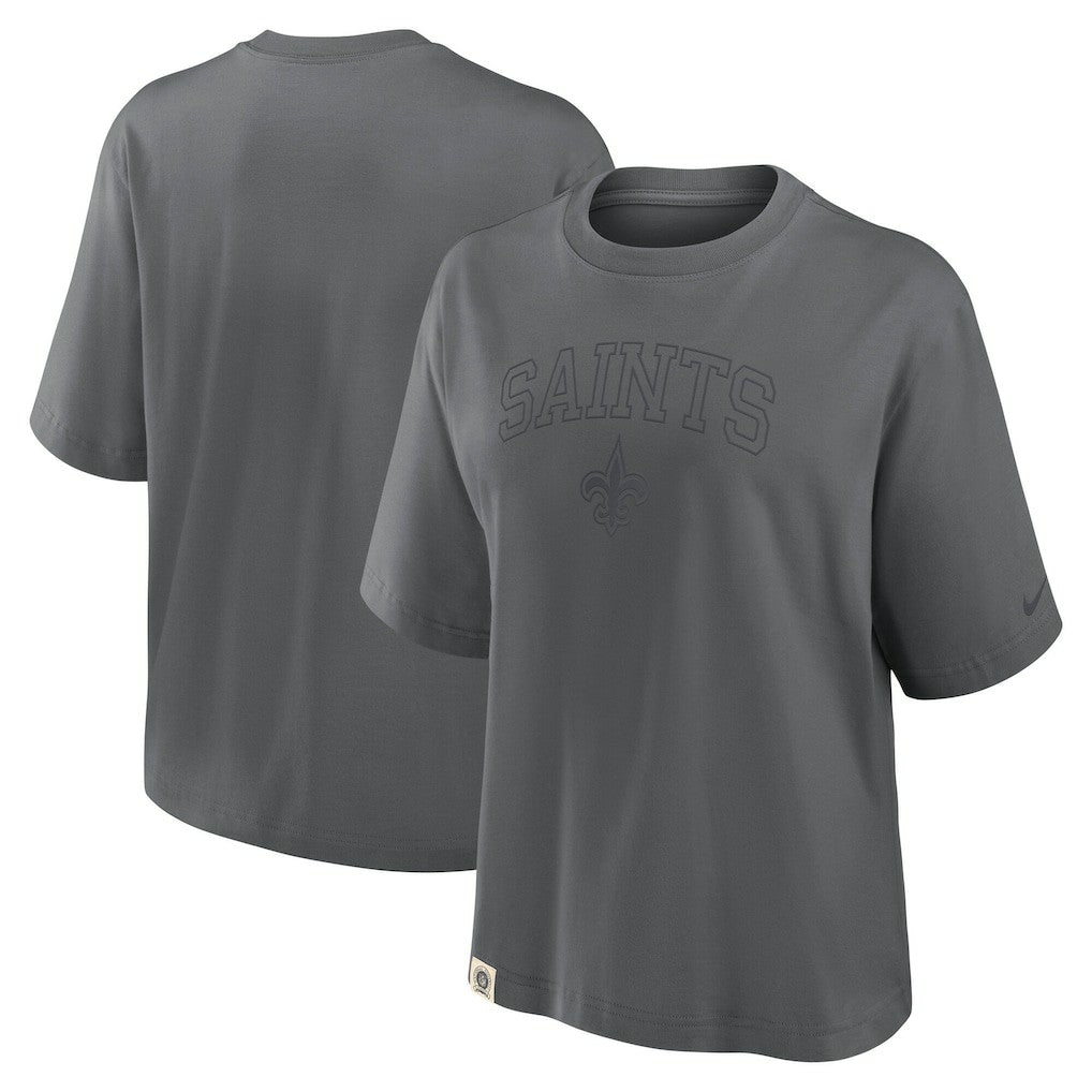 Nike New Orleans Saints Women's Glory Arch Boxy T-Shirt Charcoal