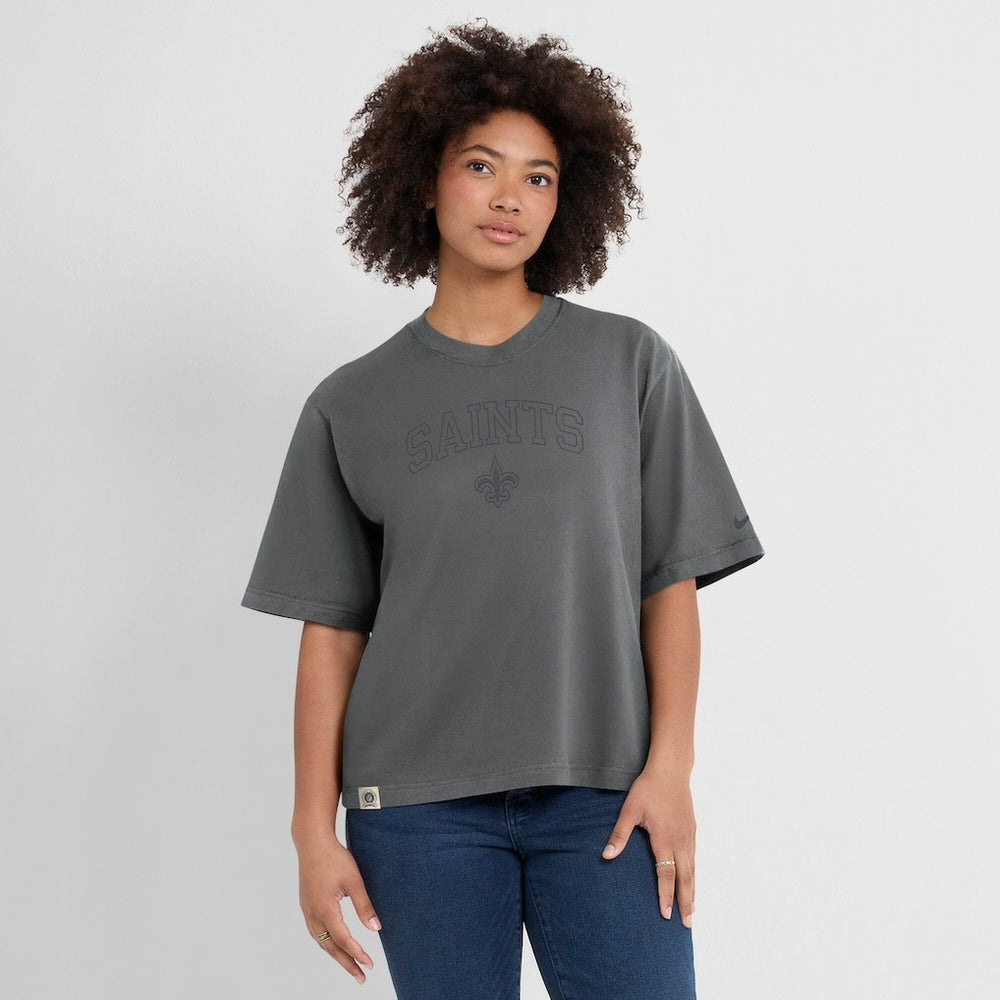 Nike New Orleans Saints Women's Glory Arch Boxy T-Shirt Charcoal