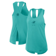 Nike Miami Dolphins Women's Glory Open-Back Crisscross Dri-FIT Tank Top Aqua