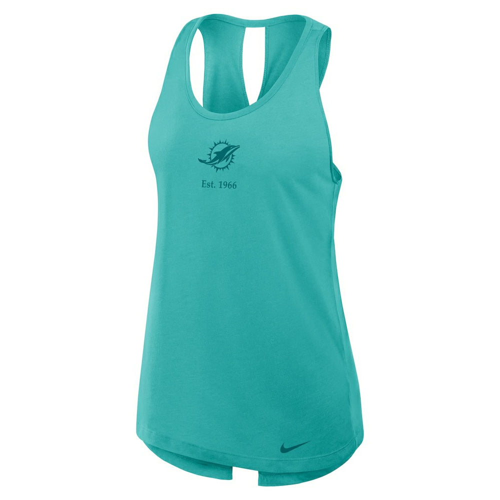 Nike Miami Dolphins Women's Glory Open-Back Crisscross Dri-FIT Tank Top Aqua