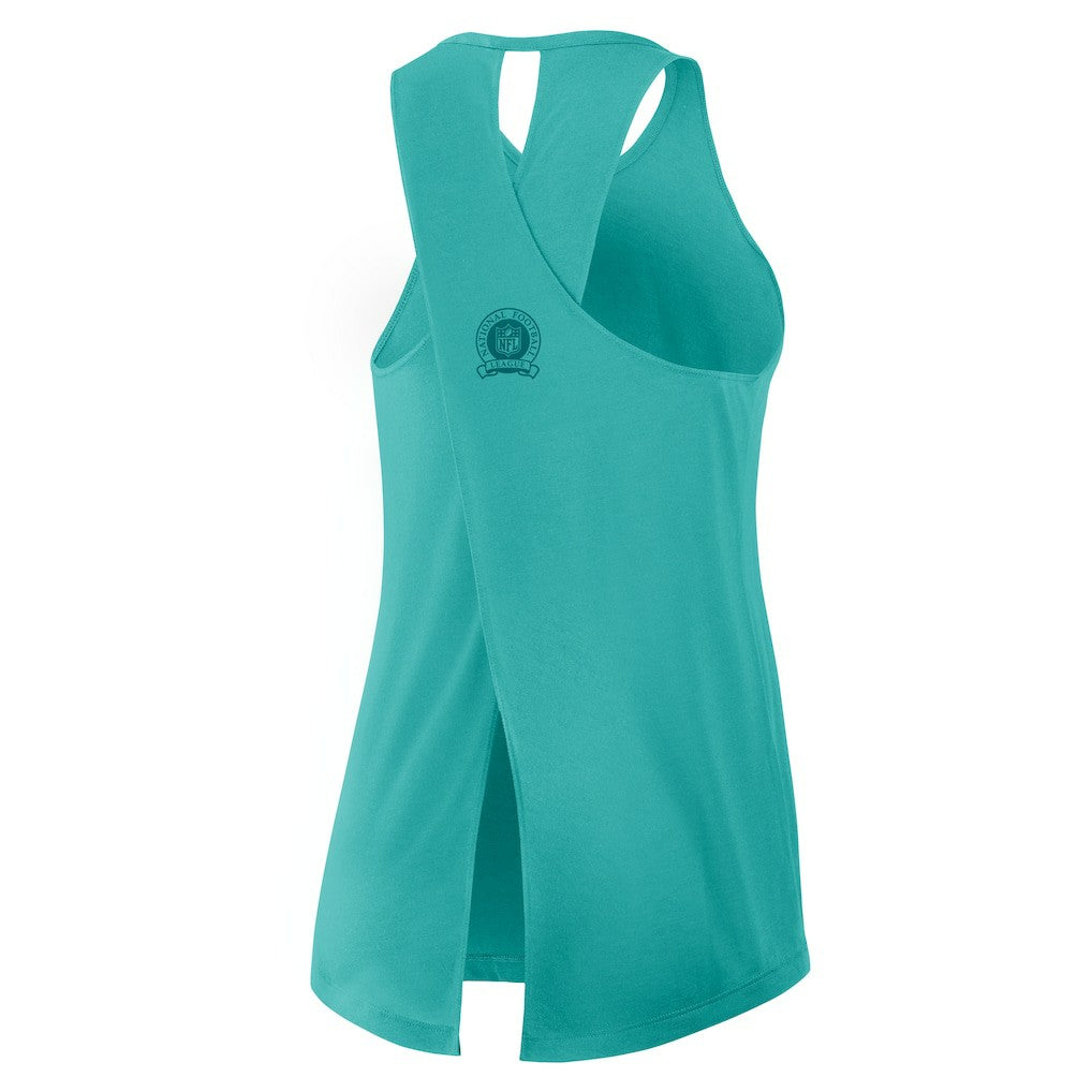 Nike Miami Dolphins Women's Glory Open-Back Crisscross Dri-FIT Tank Top Aqua