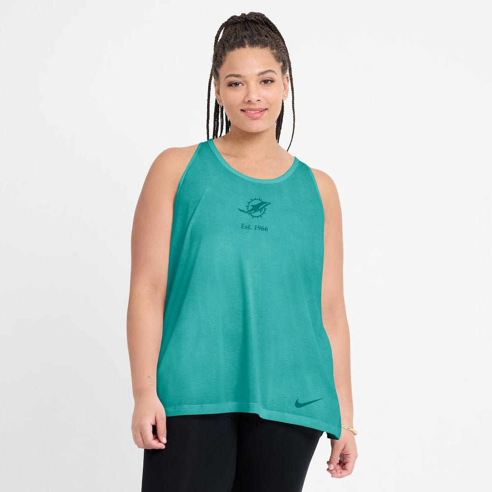 Nike Miami Dolphins Women's Glory Open-Back Crisscross Dri-FIT Tank Top Aqua