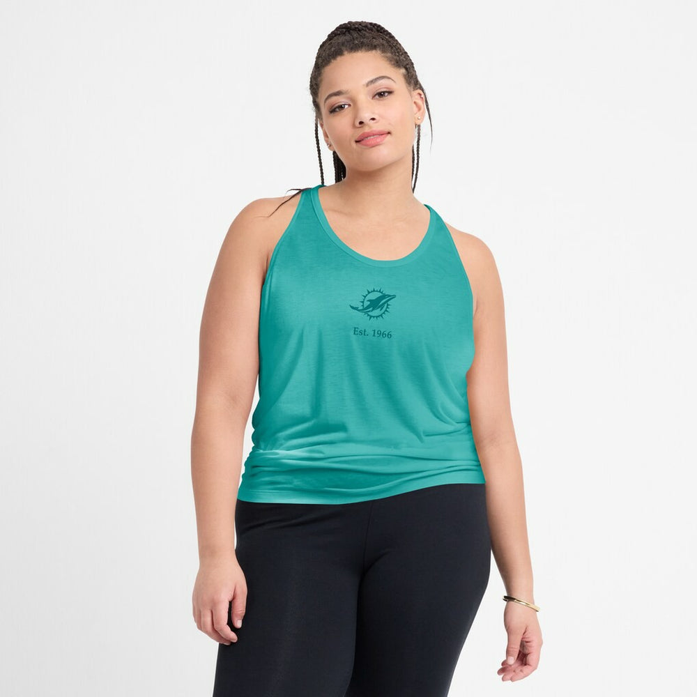 Nike Miami Dolphins Women's Glory Open-Back Crisscross Dri-FIT Tank Top Aqua