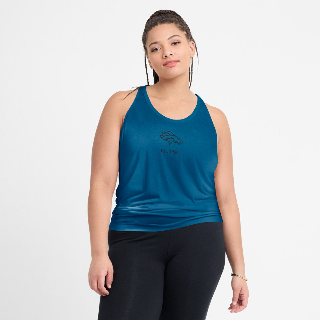 Nike Denver Broncos Women's Glory Open-Back Crisscross Dri-FIT Tank Top Turquoise
