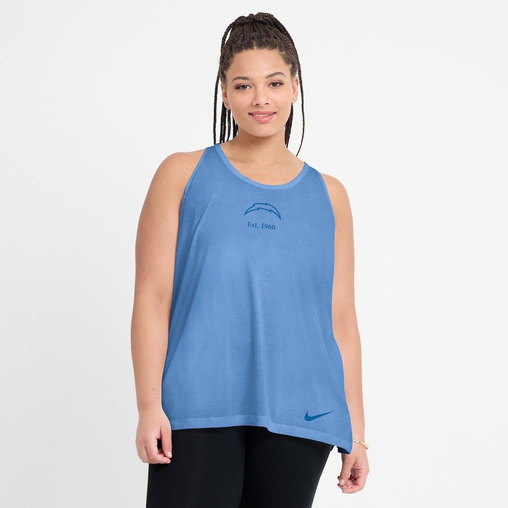 Nike Los Angeles Chargers Women's Glory Open-Back Crisscross Dri-FIT Tank Top Powder Blue