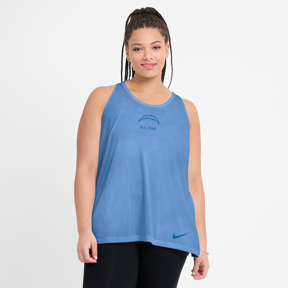Nike Los Angeles Chargers Women's Glory Open-Back Crisscross Dri-FIT Tank Top Powder Blue
