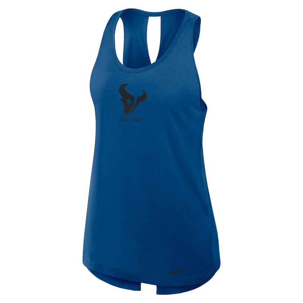 Nike Houston Texans Women's Glory Open-Back Crisscross Dri-FIT Tank Top Navy