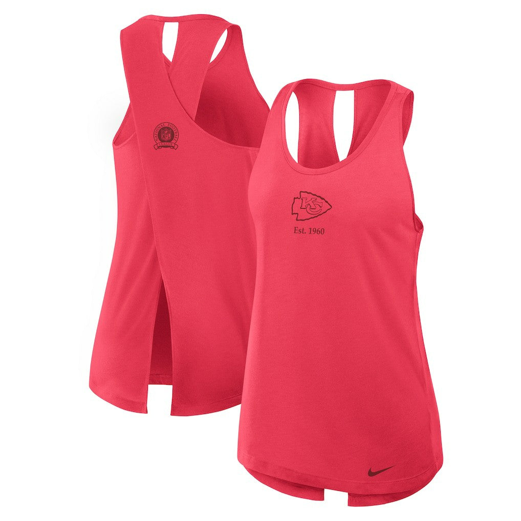 Nike Kansas City Chiefs Women's Glory Open-Back Crisscross Dri-FIT Tank Top Light Red
