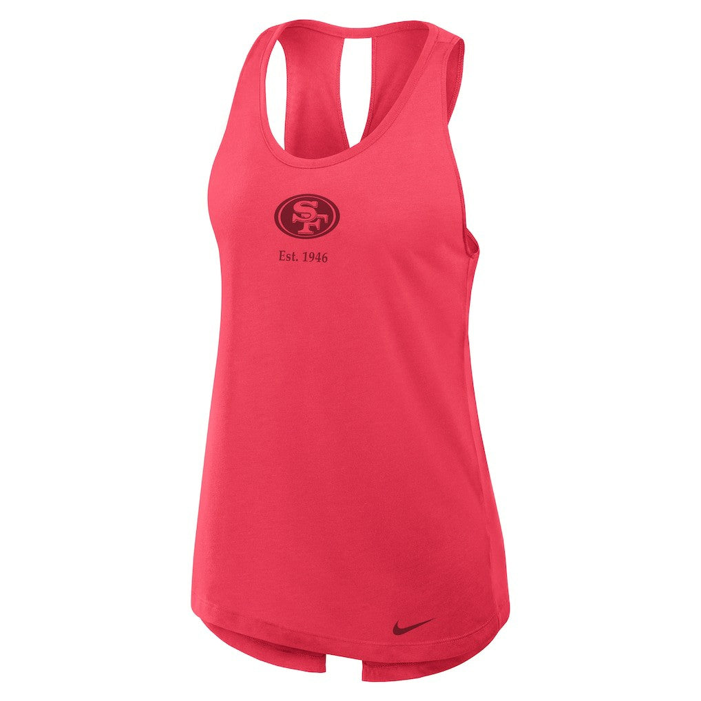 Nike San Francisco 49ers Women's Glory Open-Back Crisscross Dri-FIT Tank Top Light Red