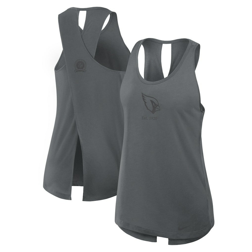 Nike Arizona Cardinals Women's Glory Open-Back Crisscross Dri-FIT Tank Top Charcoal